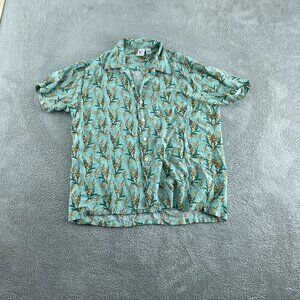 Ken Ltd Tropical Floral Button-Up Shirt L Rayon Lightweight Mens 2978